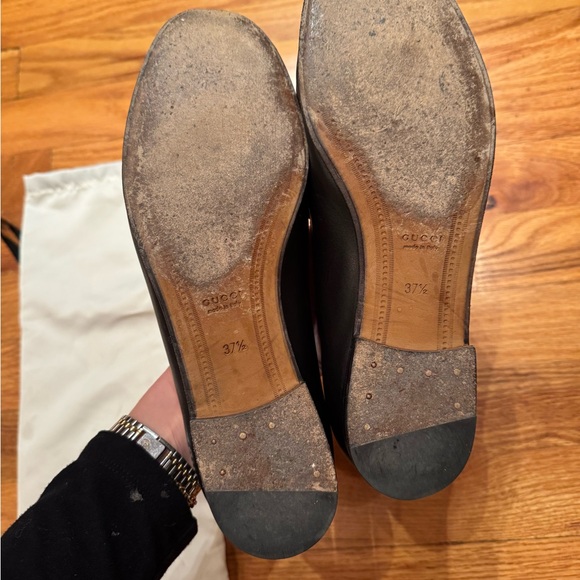 Gucci Jordaan Women Black Leather Horsebit Loafers Size 37.5 - Picture 10 of 12